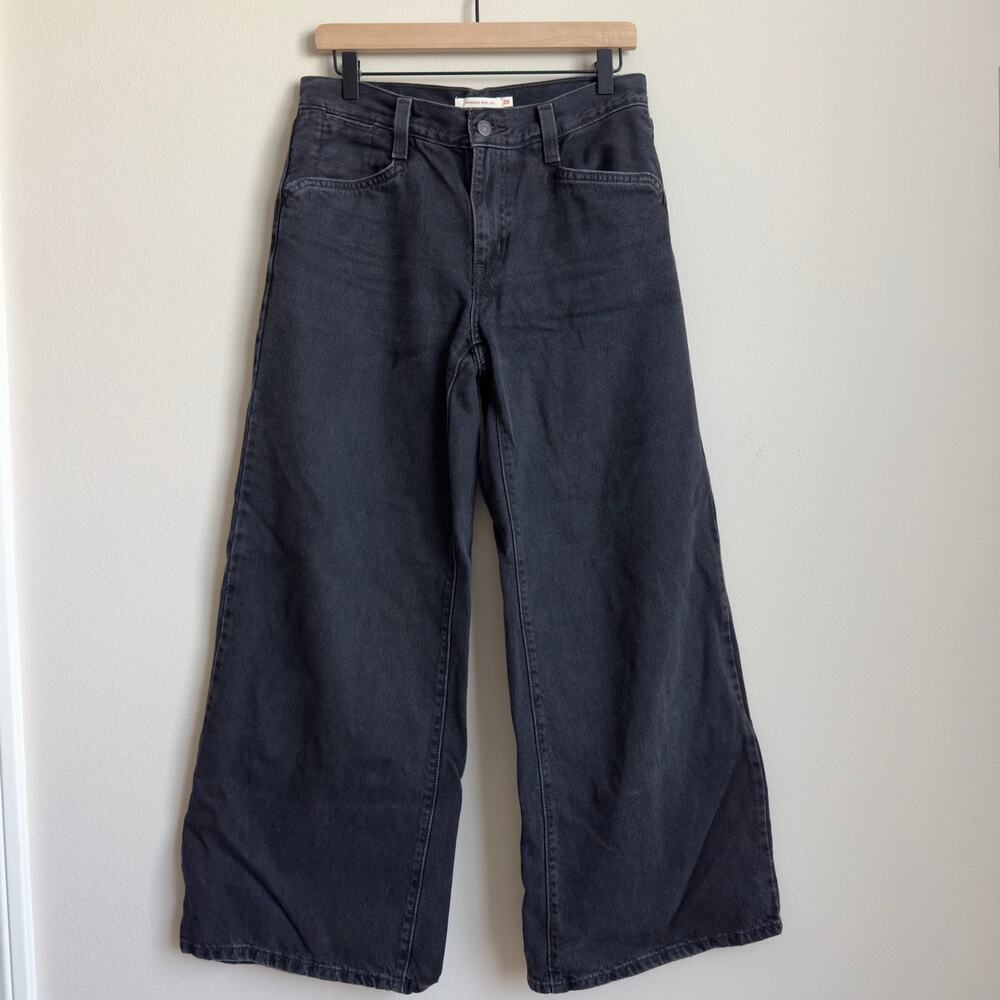 Levi Strauss Levis Women Black 94 Baggy Wide Leg Jean Pants Size 28 Bottom Denim